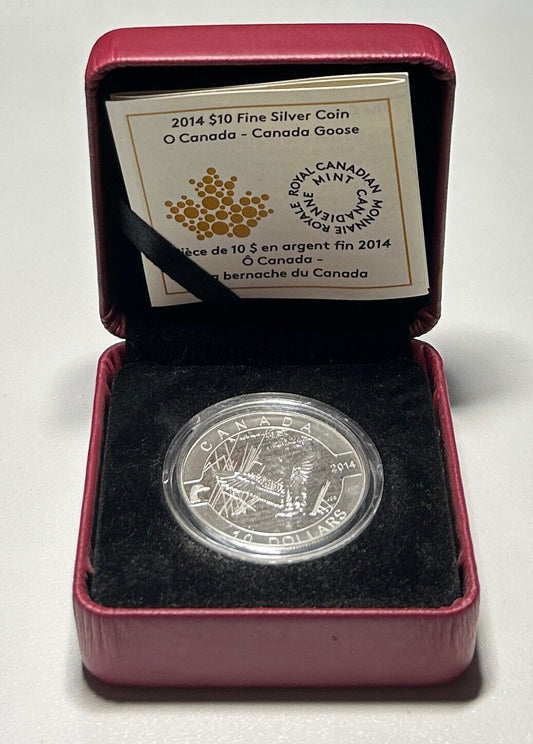 2014 “O’ Canada” $10 Fine Silver Coin - Canada Goose With Box + COA