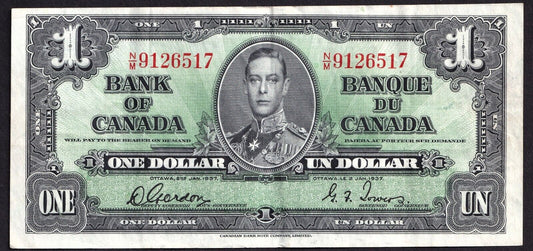 Canada 1937 $1 One Dollar Banknote Gordon - Towers N/M 9126517