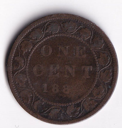 Canada 1884 1 Cent One Large Cent Coin Queen Victoria Nice Details