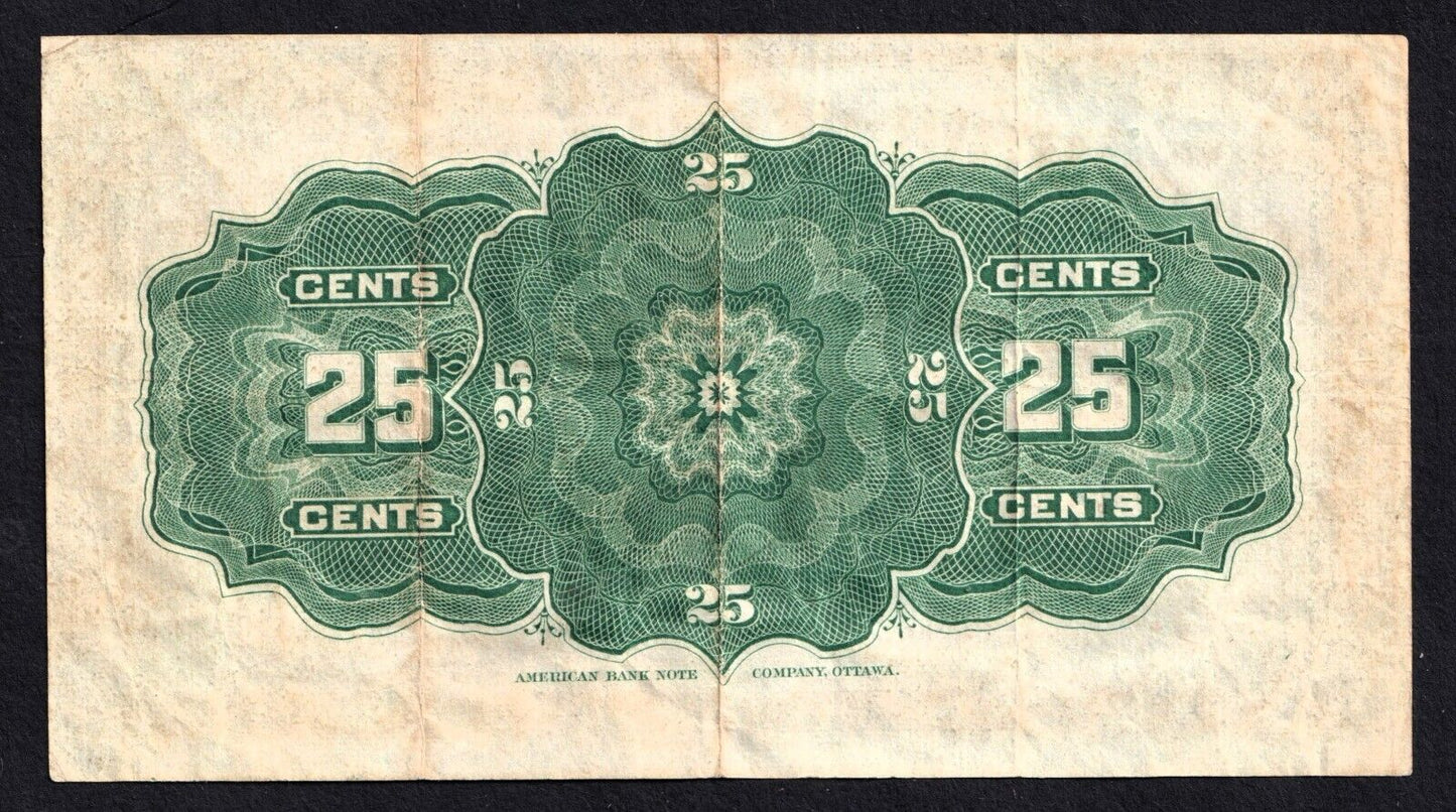 1900 Dominion of Canada 25c Shinplaster Note Boville - Nice Details #00