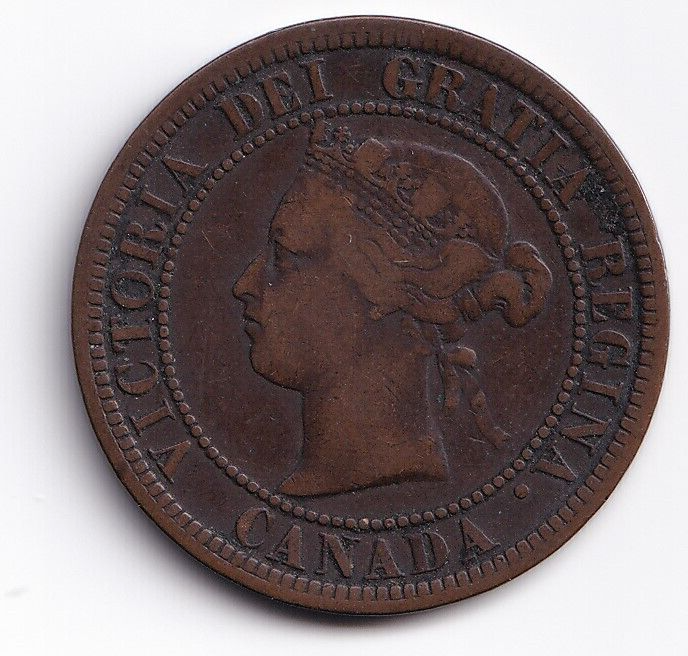 Canada 1876H 1c One Large Cent Queen Victoria Fine #1