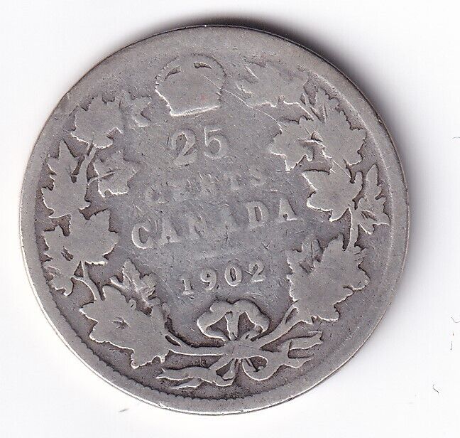 1902 Canada Silver Quarter 25 Twenty Five Cent Piece King Edward Semi Key