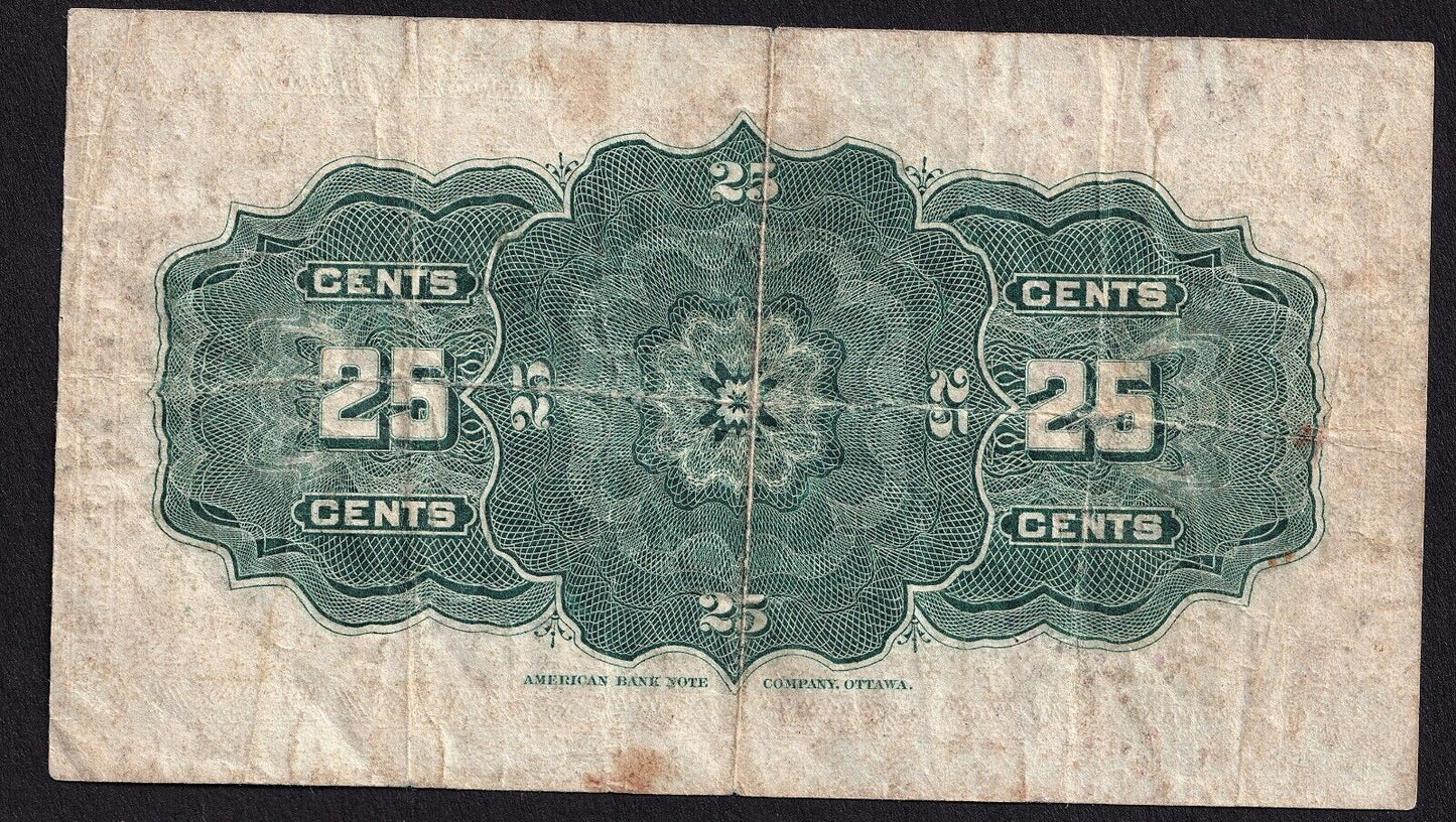 1900 Dominion of Canada 25c Shinplaster Note Courtney