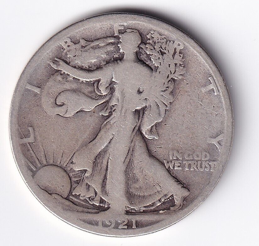 United States 1921-S .900 Silver Walking Liberty Half Key Date 50 Cent