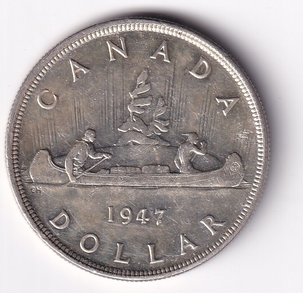 Canada 1947 $1 One Silver Dollar King George VI Coin Blunt 7 .800 Silver