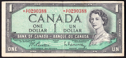 Canada 1954 $1 One Dollar Replacement Banknote Beattie - Rasminsky *A/F 0290388