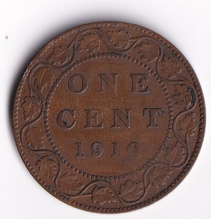 Canada 1910 1 Cent One Large Cent Coin King Edward Nice Details