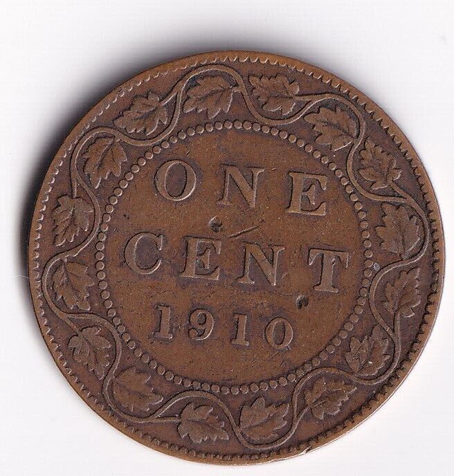 Canada 1910 1 Cent One Large Cent Coin King Edward Nice Details