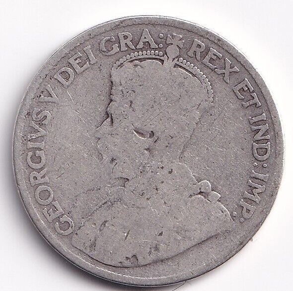 Canada 1914 25 Cents Twenty Five Cent Silver Coin - King George V