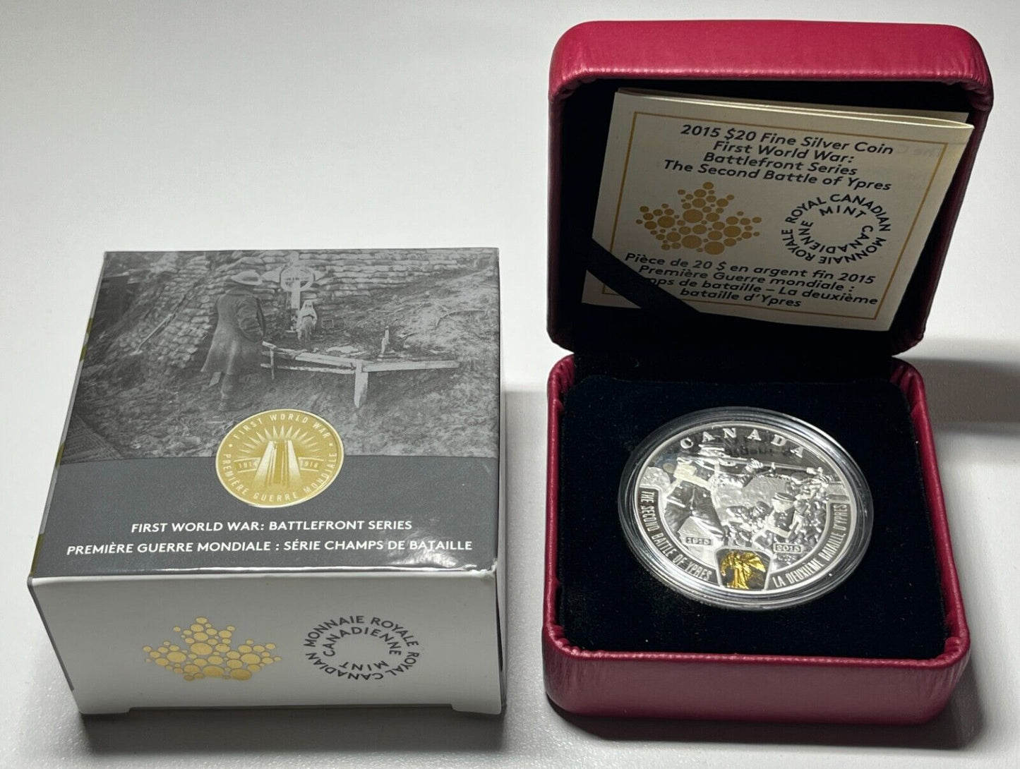 2015 Canada $20 Silver Coin Battle Of Ypres WW1 Battlefront 1 oz W Box + COA