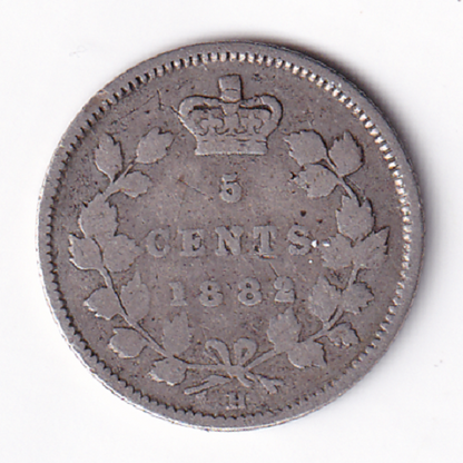 Canada 1882H 5C 5 Cent VG Queen Victoria 0.925 Silver Coin