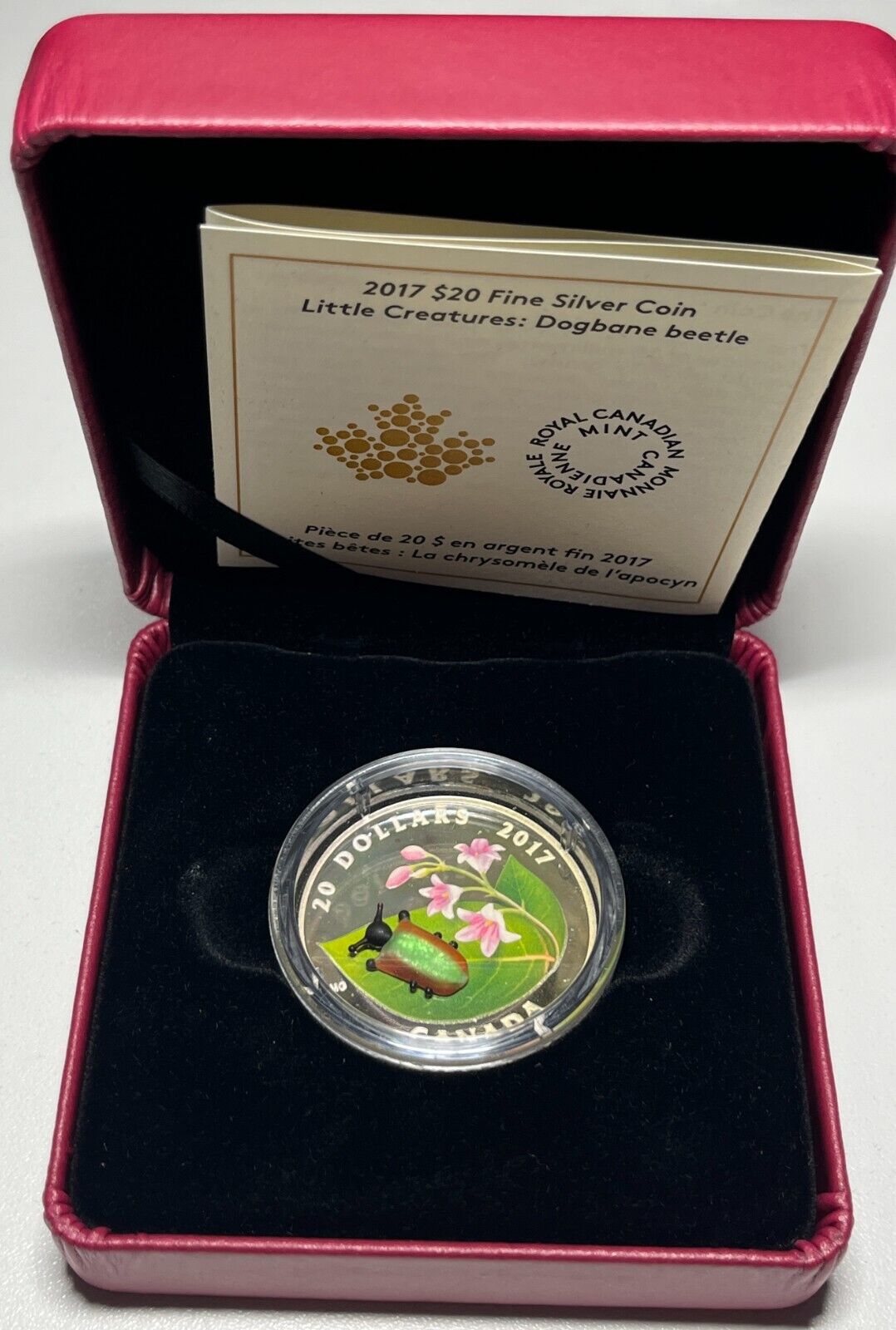 2017 $20 Fine Silver Coin - Little Creatures - Dogbane Beetle - Complete