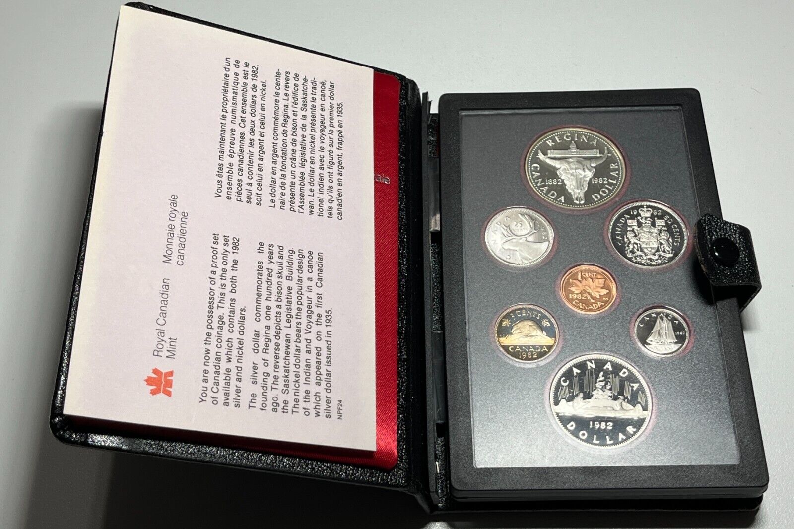 1982 Canada Double Dollar Prestige Set Regina Silver Dollar Mint Set With COA