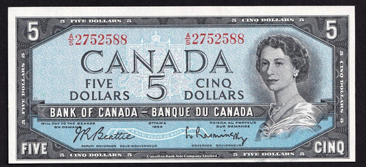 Canada 1954 $5 Five Dollar Banknote Beattie - Rasminsky Nice Colour A/S 2752588