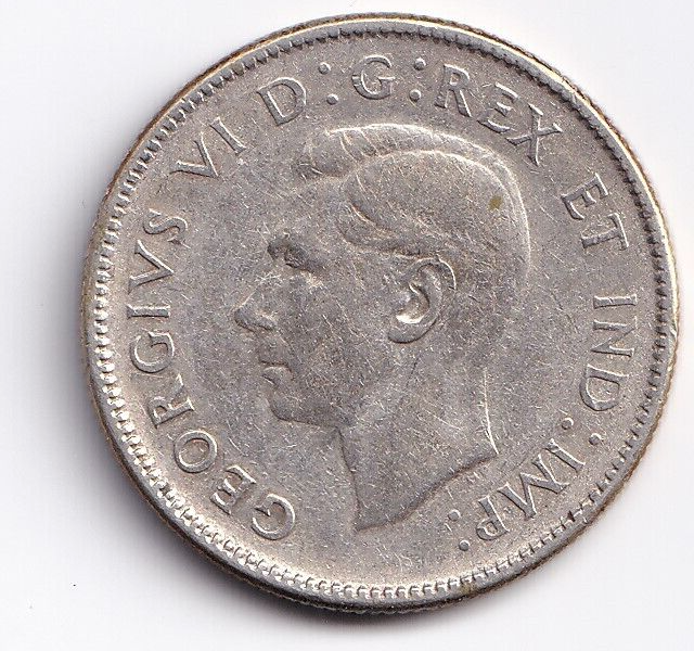 Canada 1947 Quarter 25 Twenty Five Cents Caribou Rare Dot Variety