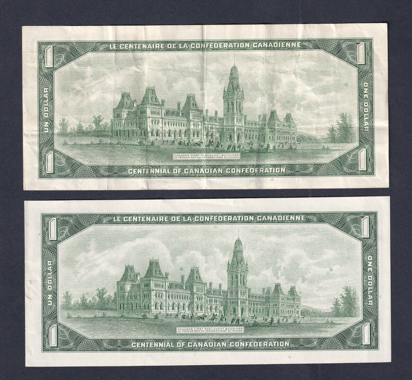 Canada 1967 $1 One Dollar Banknote Lot Of Two Beattie-Raminsky (Nicer Grades)