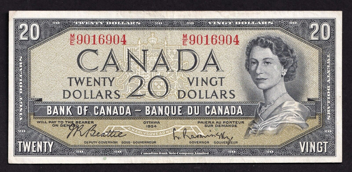 Canada 1954 $20 Twenty Dollar Banknote Beattie - Rasminsky M/E 9016904