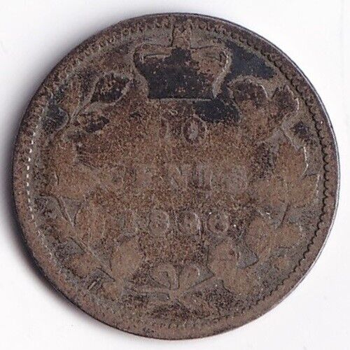 1886 Canada 10 Ten Cents Queen Victoria Dime .925 Silver LG RND "6" Obv #5