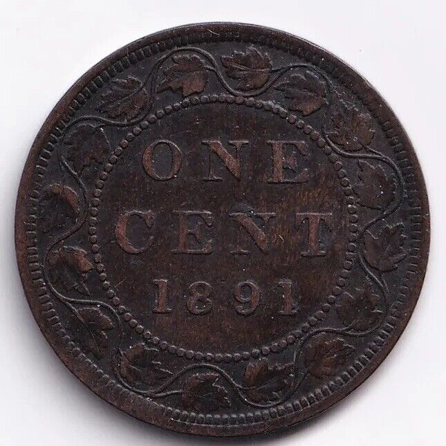 1891 Canada 1 One Cent Queen Victoria Large Date RE/PC "N"