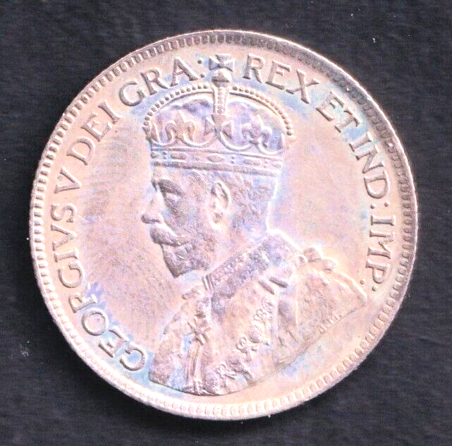 1917 Newfoundland Silver Quarter 25 Twenty Five Cent Piece King Edward V AU