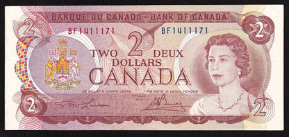 Canada 1974 $2 Two Dollar Banknote Lawson - Bouey BF1411171