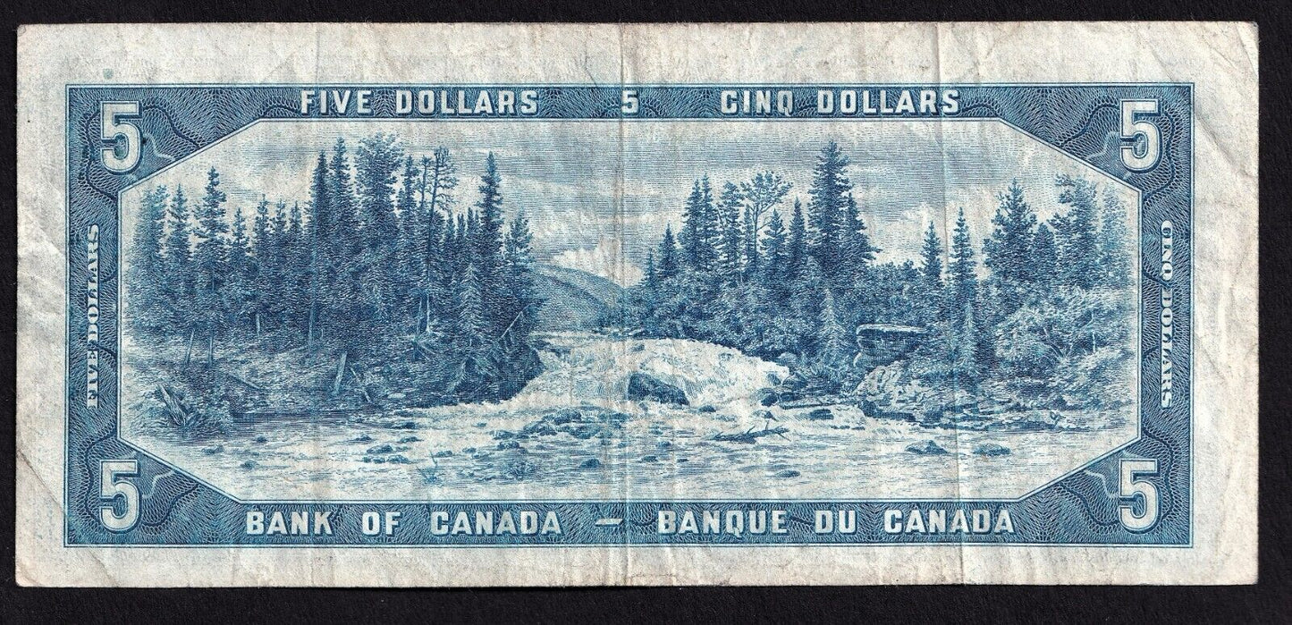 Canada 1954 $5 Five Dollar Banknote Coyne-Towers Devils Face B/C 2094636