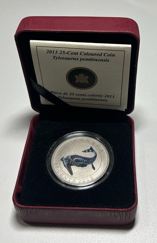 2013 Canada 25c Coin Prehistoric Creatures Coloured Tylosaurus Box + COA