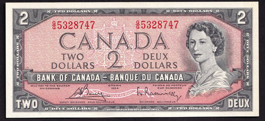 Canada 1954 $2 Two Dollar Banknote Bouey - Rasminsky G/G 5328747