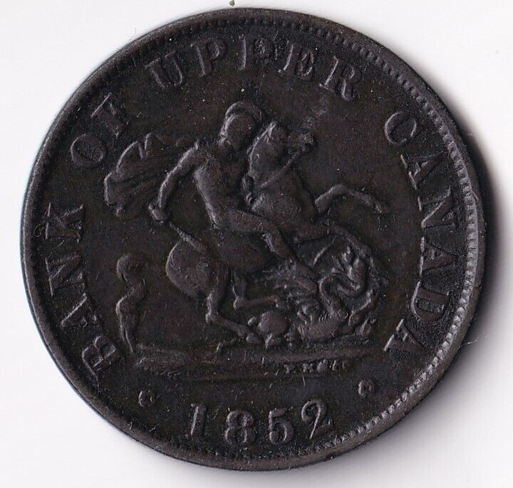 Bank Of Upper Canada 1852 Half Penny Dragonslayer Token PC-5B2 BR-720 #3