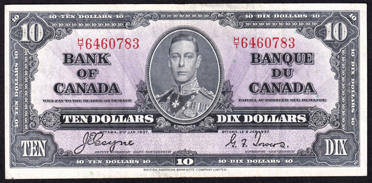 Canada 1937 $10 Ten Dollar Banknote Coyne - Towers H/T 6460783