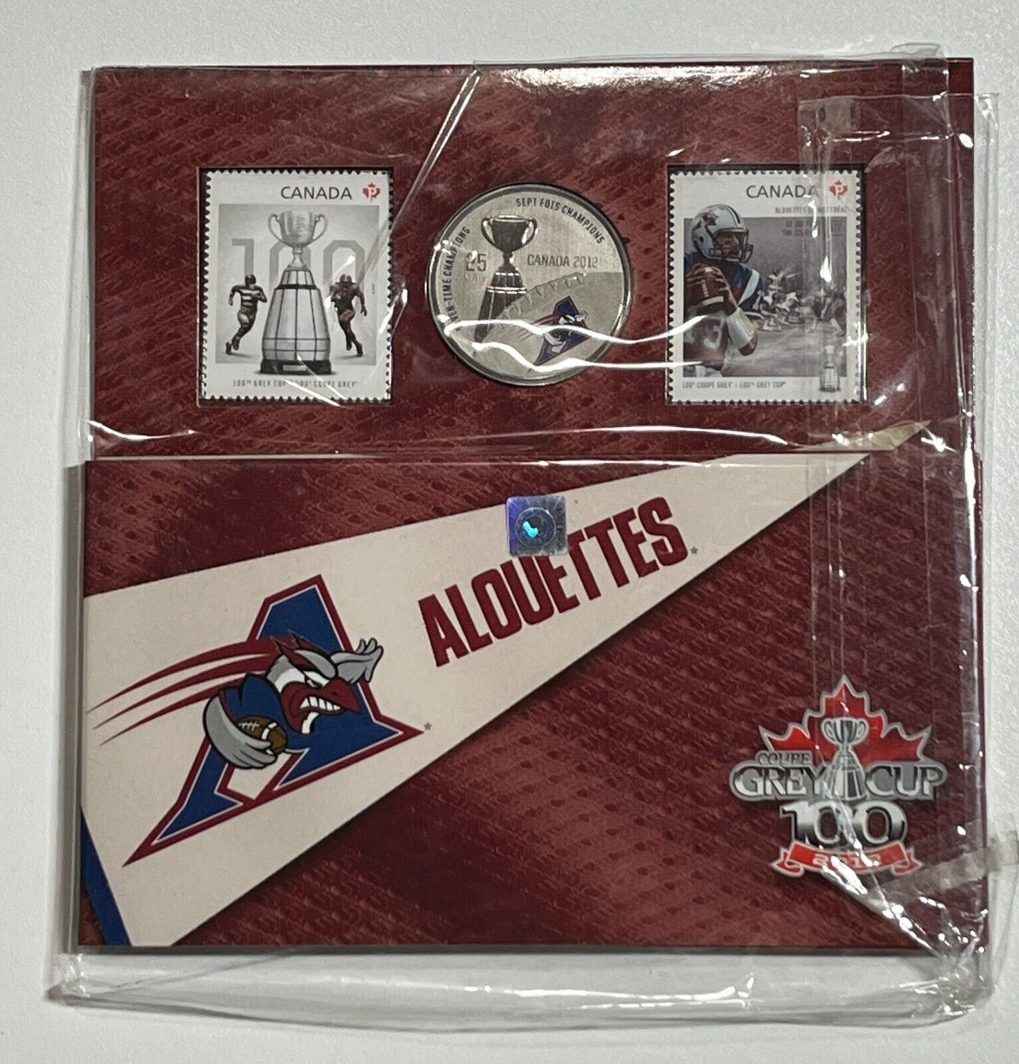 2012 'Montreal Alouettes' CFL Colorized 25-Cent Coin and Stamp Set - Sealed