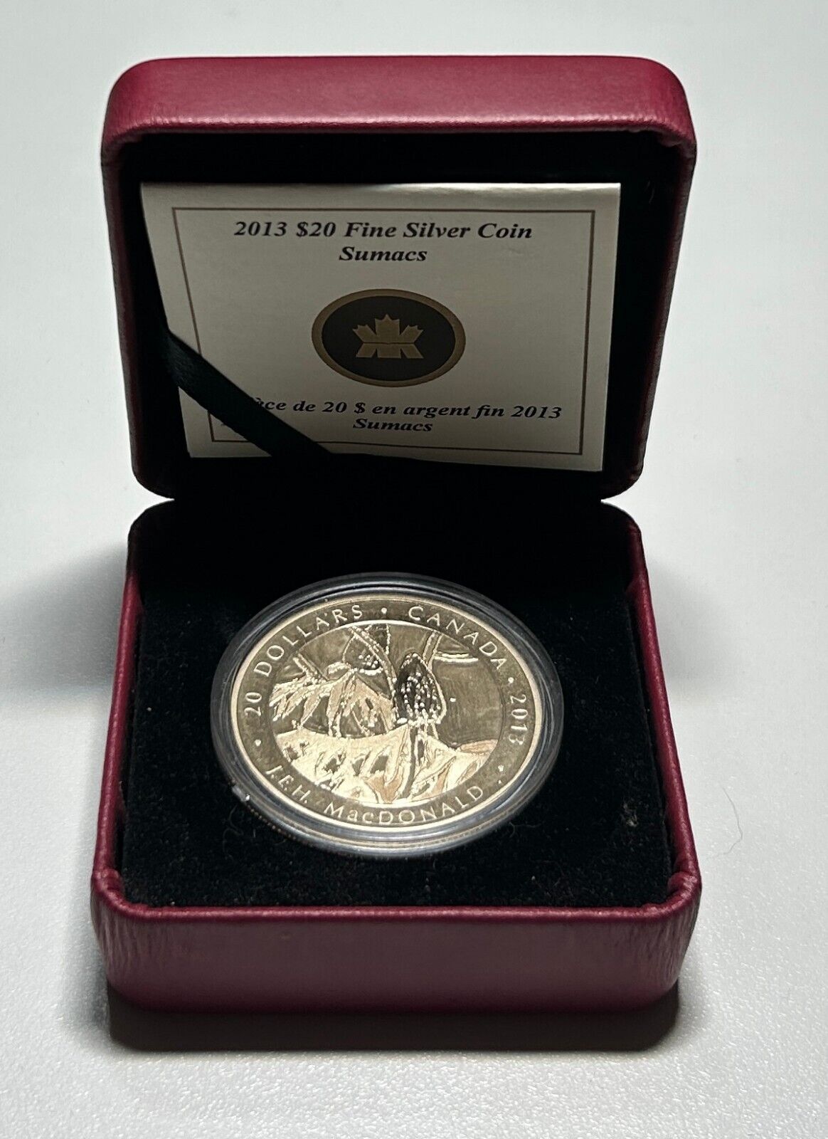 2013 Canada $20 Sumacs MacDonald Fine Silver With Box and COA