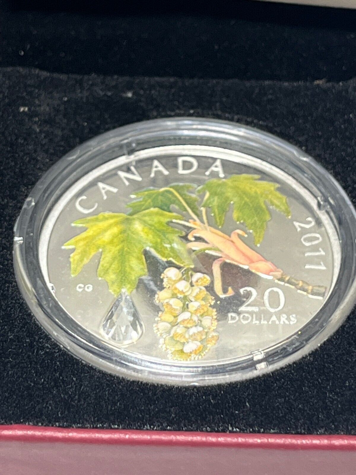 2011 Canada $20 Fine Silver Coin - Maple Leaf Crystal Raindrop - Complete