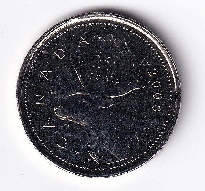 Canada 2000 Prooflike Quarter 25 Cents Caribou Rare No W