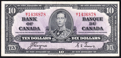 Canada 1937 $10 Ten Dollar Banknote Coyne - Towers M/T 1436878