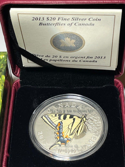 2013 Canada $20 Fine Silver Coin - Butterflies of Canada: Tiger Swallowtail