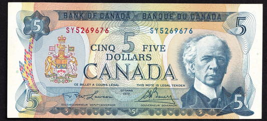 Canada 1972 $5 Five Dollar Banknote Lawson-Bouey Beautiful Colour SY 5269676