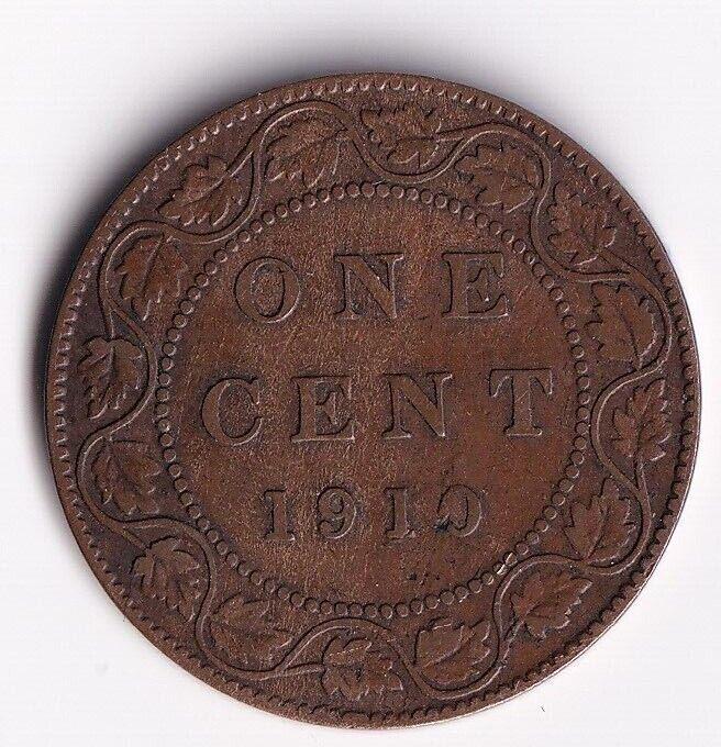 Canada 1910 1 Cent One Large Cent Coin King Edward Nice Details