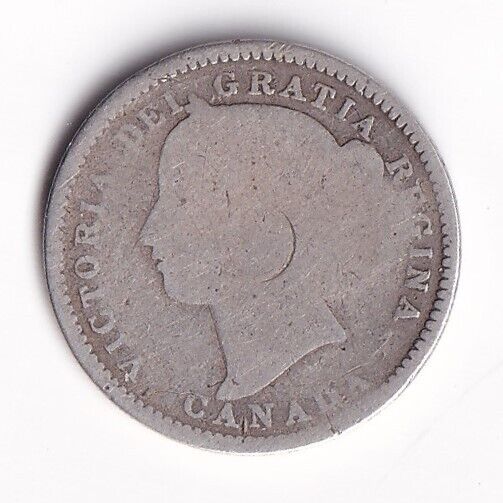 Canada 1896 Ten Cents Dime Queen Victoria .925 Silver Coin - G