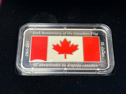 2015 Canada $50 Fine Silver Coin - 50th Anniversary of the Canadian Flag