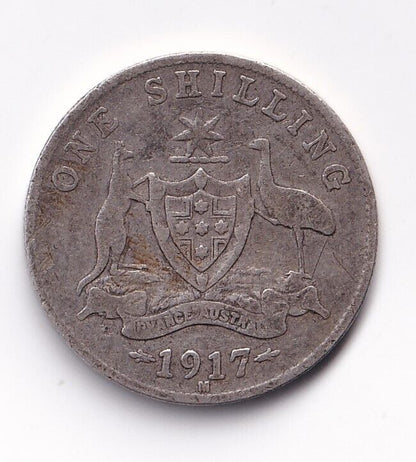 Australia 1917 One Schilling Silver Coin King George V