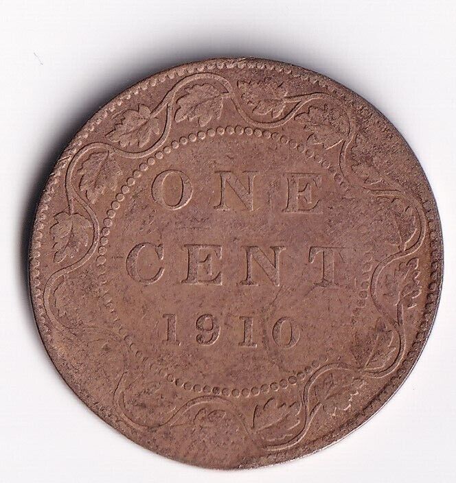 Canada 1910 1 Cent One Large Cent Coin King Edward Nice Details