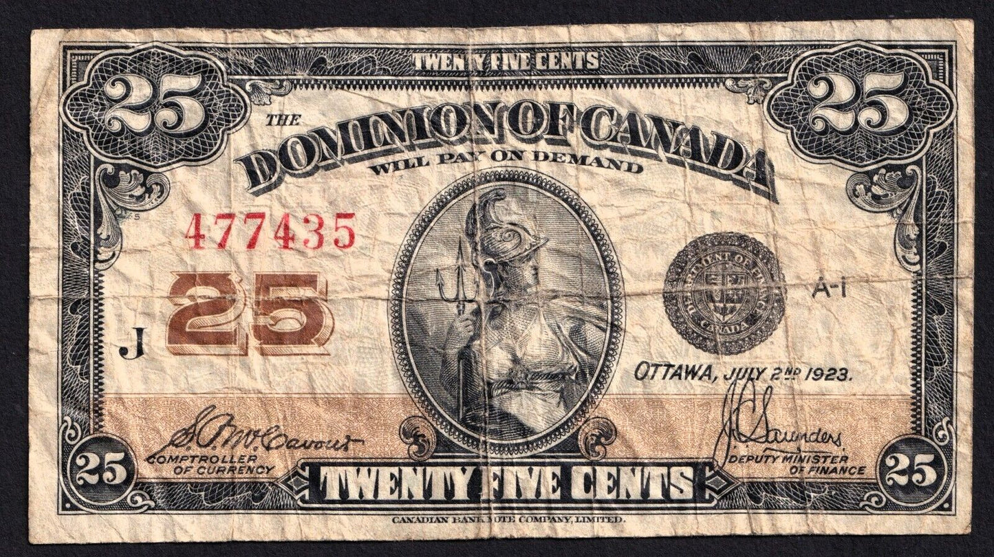 1923 Dominion of Canada 25c Shinplaster Note McCavour - Sanders 477435