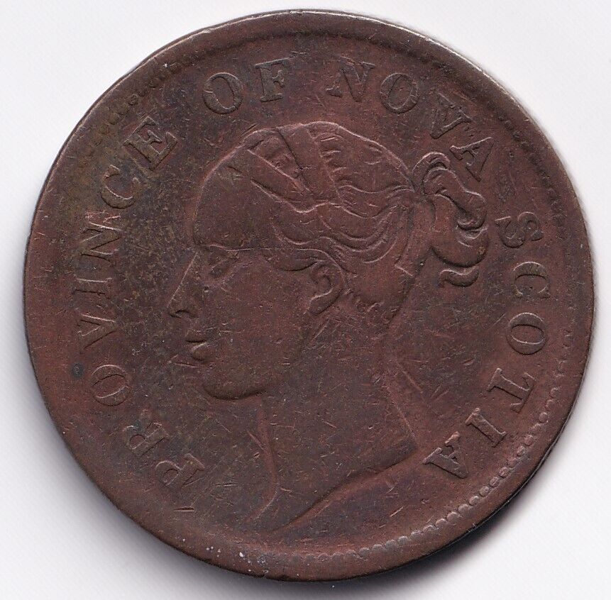 Nova Scotia 1840 One Penny Copper Token Queen Victoria