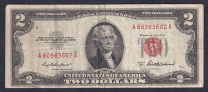 United States Series 1953 A $2 Banknote Red Seal