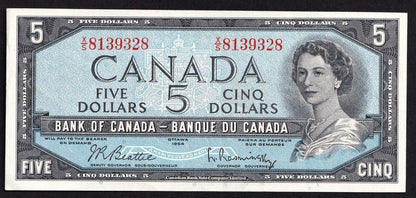 Canada 1954 $5 Five Dollar Banknote Beattie - Rasminsky Beautiful Colour X/S