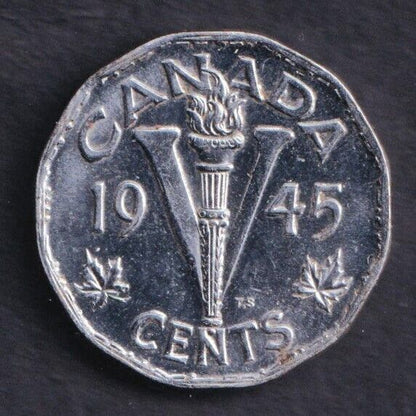 Canada 1945 Victory V Five Cent 5c Nickel King George VI MS-63