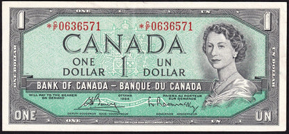 Canada 1954 $1 One Dollar Replacement Banknote Bouey - Rasminsky *C/F 0636571