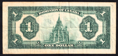 Dominion Of Canada 1923 $1 One Dollar Banknote McCavour - Saunders Green Seal