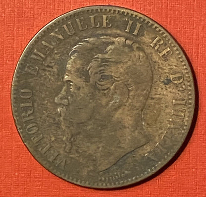 1867 Italy 10 Centesimi Old Coin